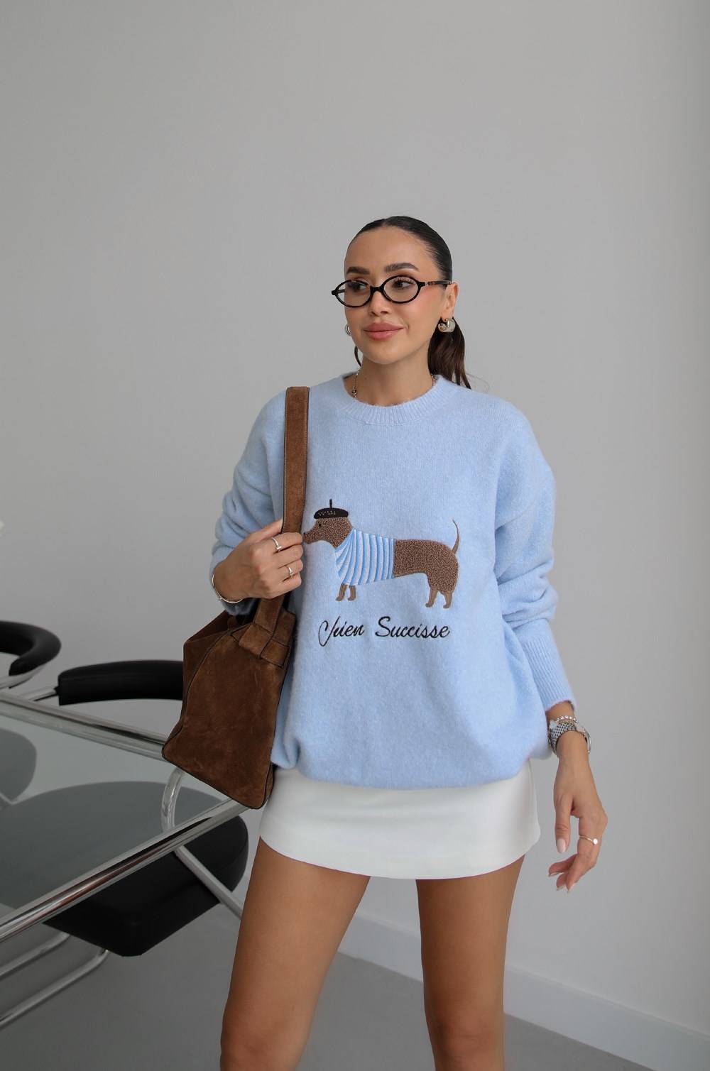 Dog Embroidered Soft Knit Jumper — photograph 3