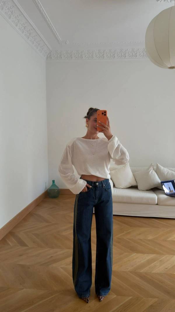 Classic Denim Side Detail Belden Ayarlanabilinir Jeans Trousers